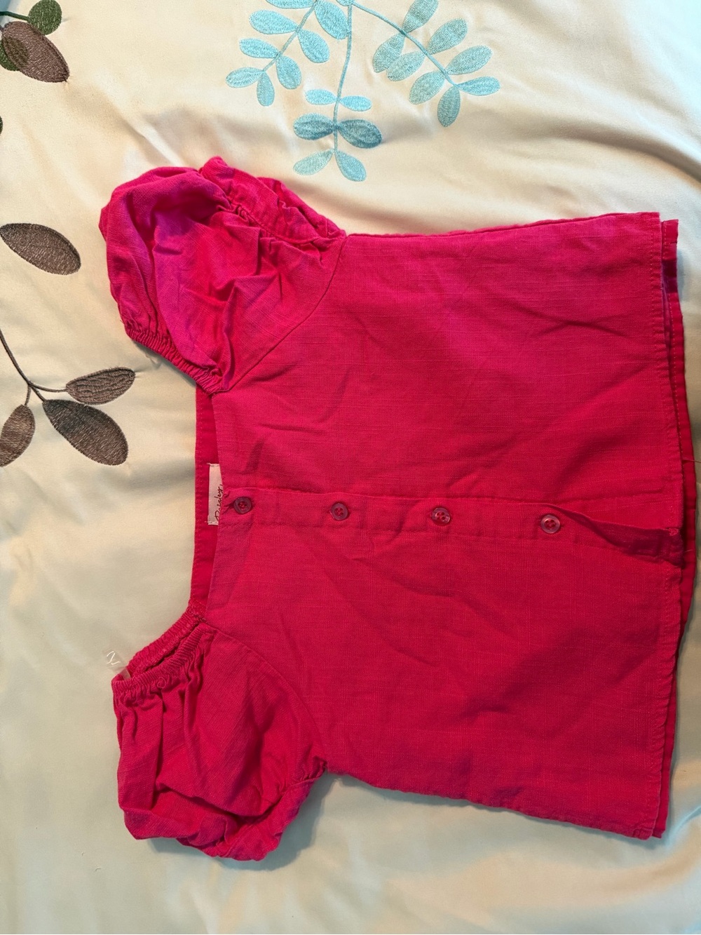 Girls' Hot Pink Short Sleeve Button-Up Top